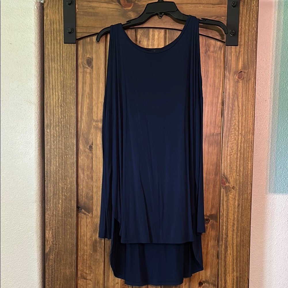 Asymmetrical Blue Sleeveless Tank Top